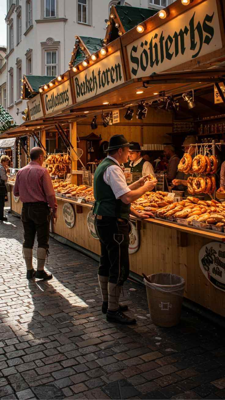 Traditioneller deutscher Weihnachtsmarkt bei Nacht